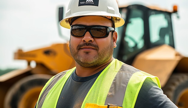 Foto grátis capataz usando capacete inspecionando equipamentos de canteiro de obras gerados por ia