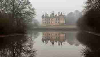 Foto grátis capela medieval reflete estilo gótico em natureza tranquila gerada por ia