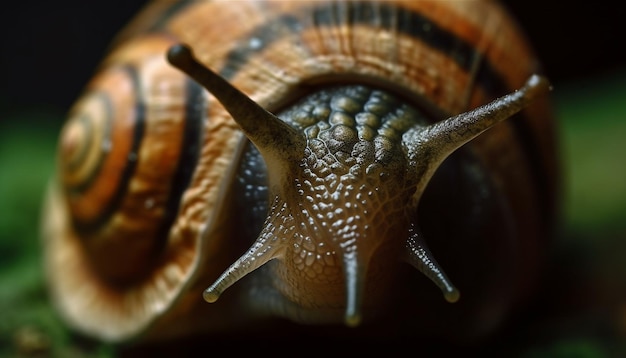 Foto grátis caracol de jardim lento e viscoso rasteja para frente gerado por ia