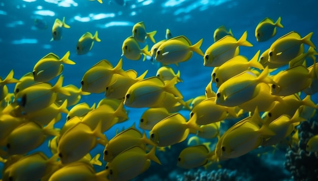 Foto grátis cardume de peixes nadando em recife tropical gerado por ia