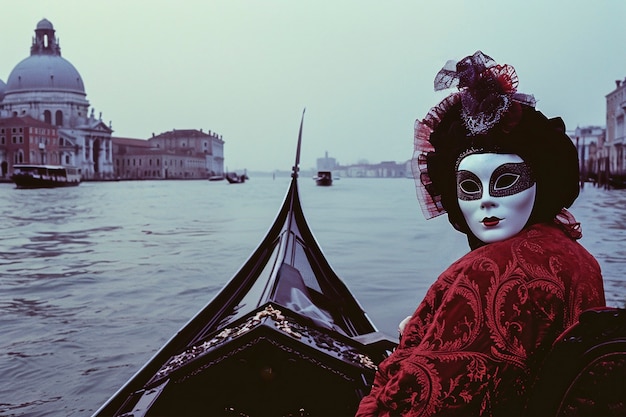 Carnaval de Veneza com pessoas vestindo trajes tradicionais com máscaras