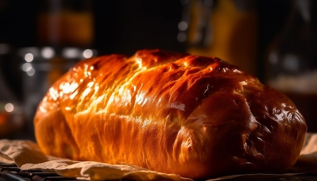 Foto grátis carne de porco grelhada e pão caseiro rústico gerado por ia