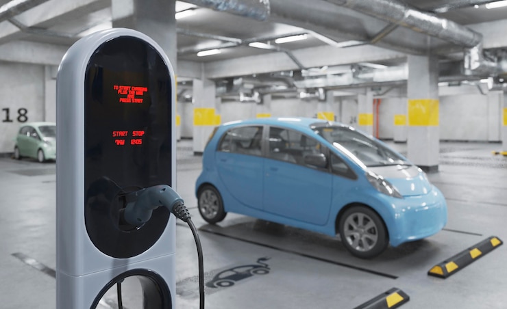 Foto grátis carregamento de carro elétrico 3d