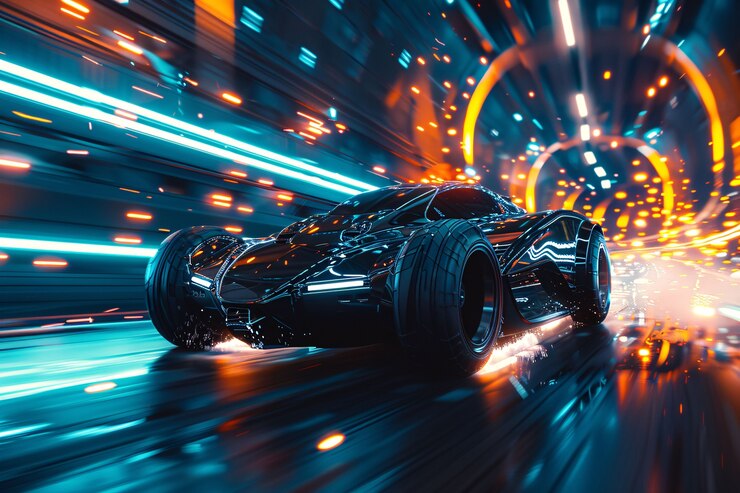 Foto grátis carro batmóvel com luzes de néon
