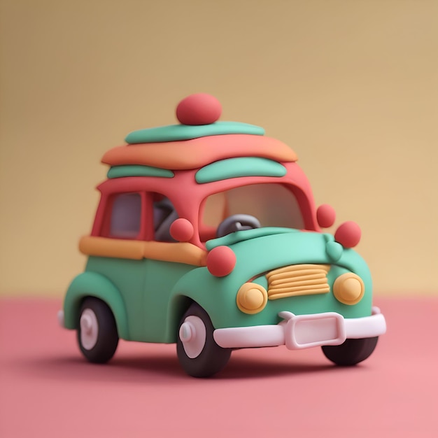 Foto grátis carro de brinquedo colorido em fundo pastel conceito mínimo