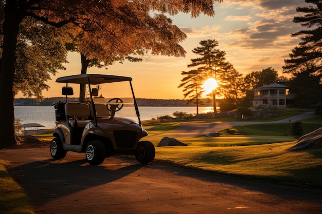 Carro de golfe no campo