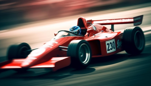 Foto grátis carro esportivo brilhante dirigindo em uma ia generativa de pista moderna