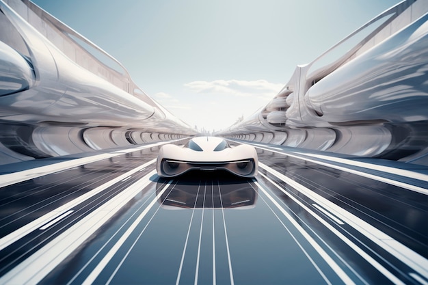 Foto grátis carro moderno em uma estrada futurista
