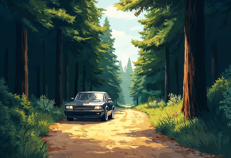 Foto grátis carro na estrada na floresta