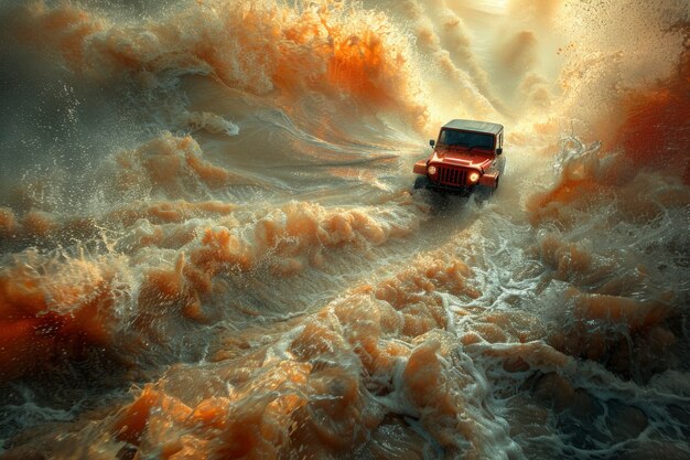 Foto grátis carro off-road em cena de fantasia