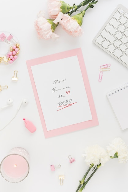 Carta do dia das mães com flores
