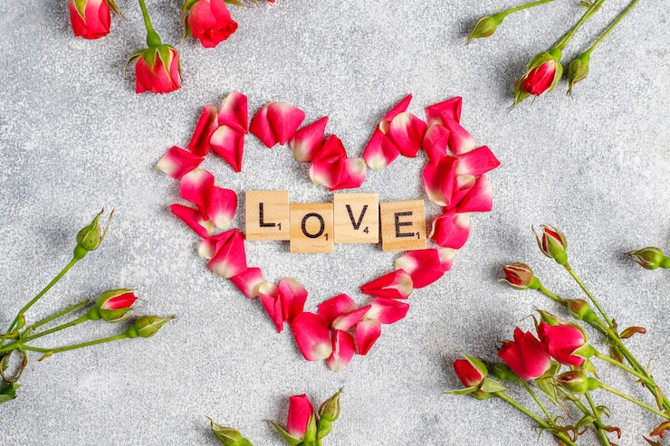 Foto grátis cartão de dia dos namorados com flores rosas.