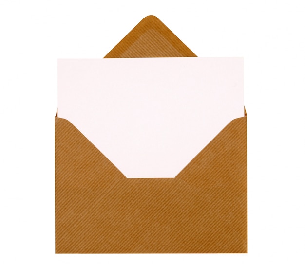 Cartão de mensagem dentro do envelope marrom