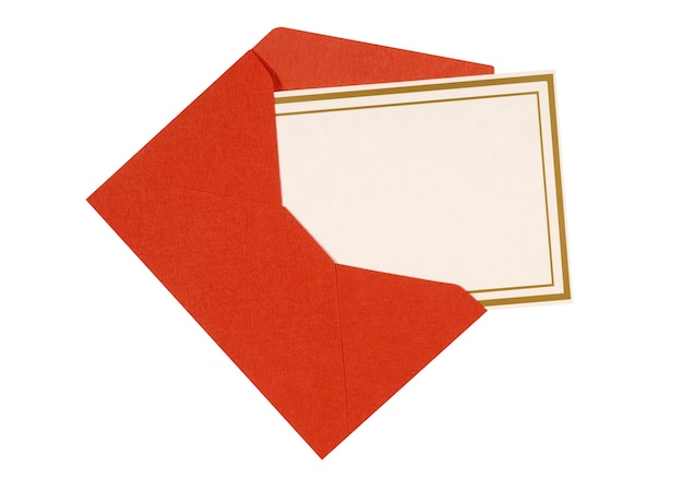 cartão do convite ou mensagem com envelope vermelho
