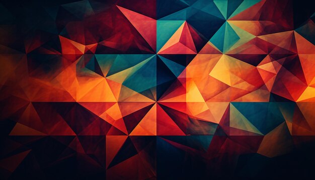 Cartaz de formas geométricas de diamante em tons vibrantes gerados por IA