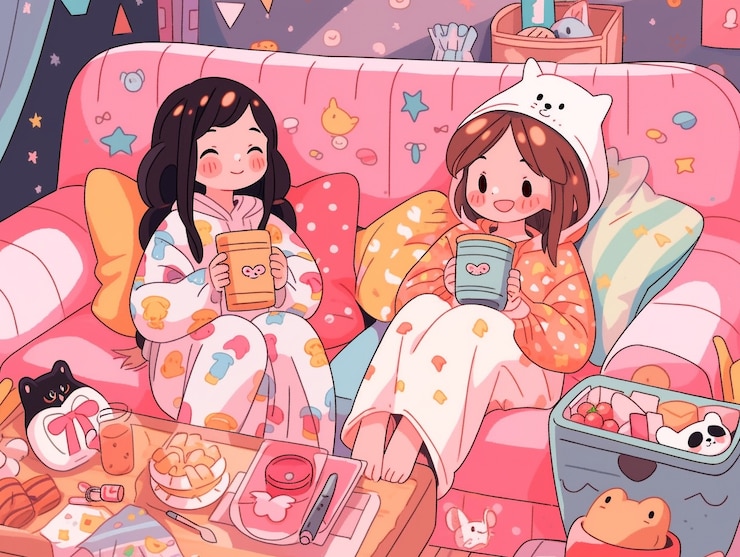 Foto grátis cartoon de amizade de meninas
