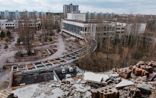 Casa da cultura Energetik na cidade de Chernobyl, Ucrânia, cidade abandonada