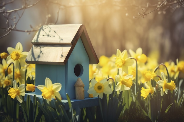 Foto grátis casa de pássaros colorida ao ar livre