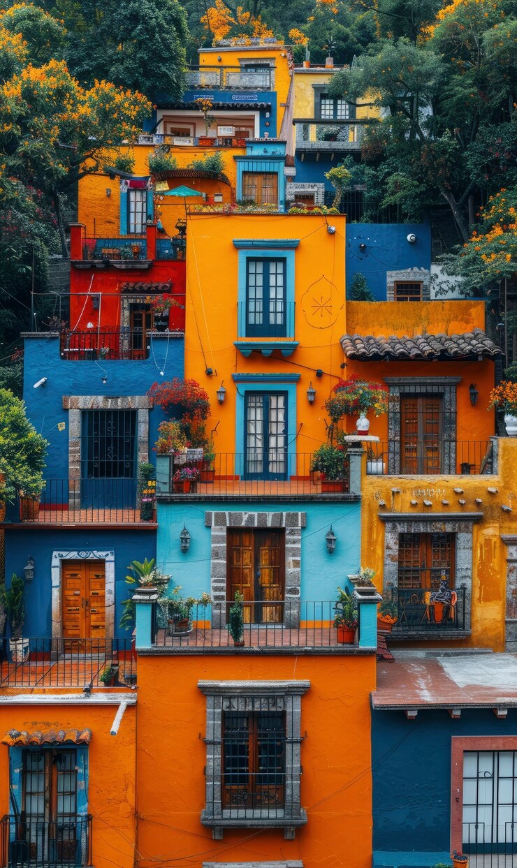 Foto grátis casa mexicana colorida