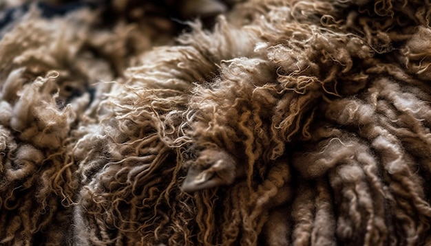Casaco de lã fofo, acabamento elegante de pele de vison gerado por IA