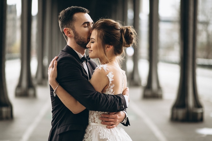 Foto grátis casal de casamento na frança