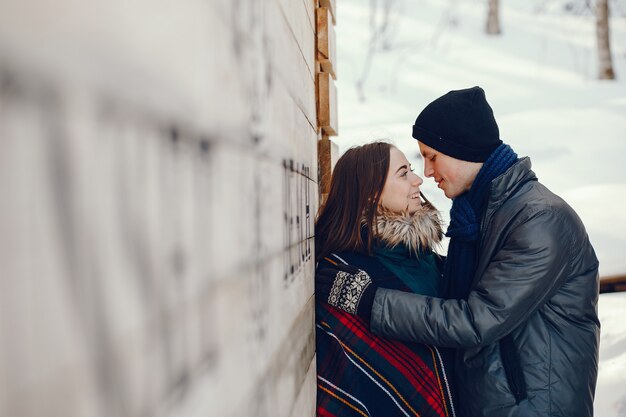 Foto grátis casal em um inverno