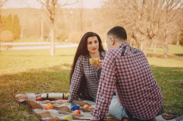 Casal em um piquenique