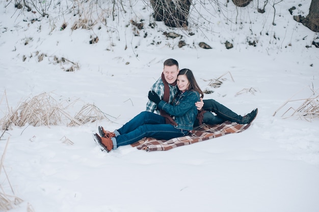 Casal na neve