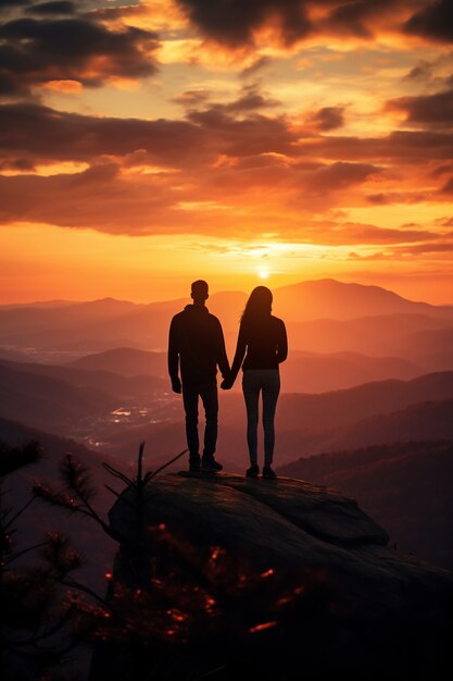 Casal romântico de foto completa caminhando juntos