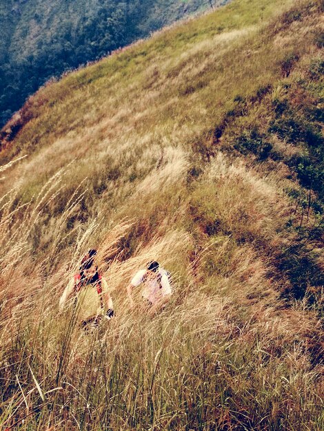 Foto grátis casal trekking atividade caminhadas montanha