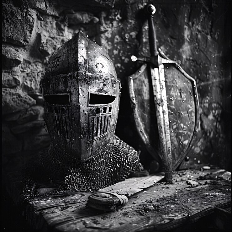 Foto grátis casco de soldado de estilo vintage, natureza morta.