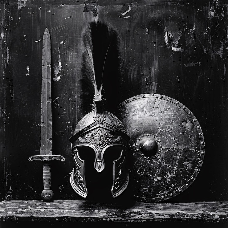 Foto grátis casco de soldado de estilo vintage, natureza morta.