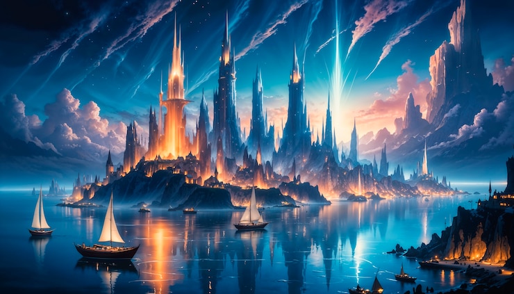 Foto grátis castelo mágico em paisagem de fantasia