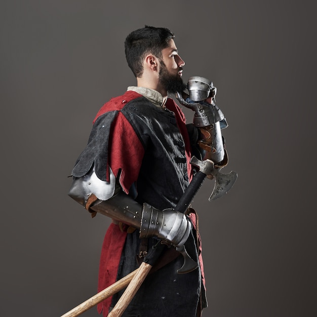 Cavaleiro medieval em cinza