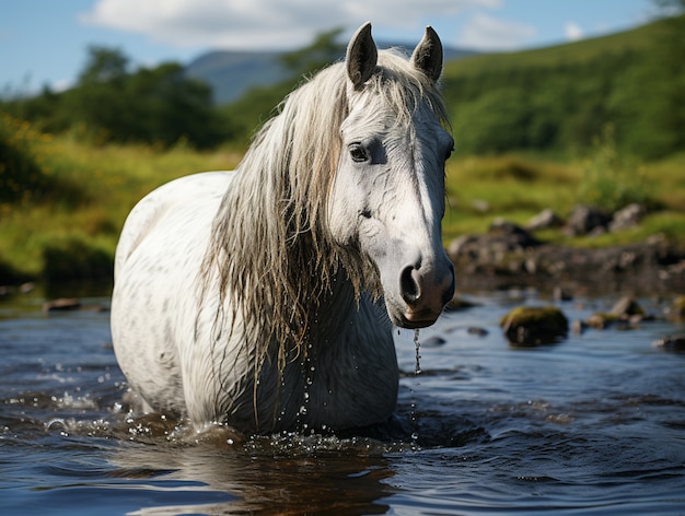 Foto grátis cavalo na natureza gerar imagem