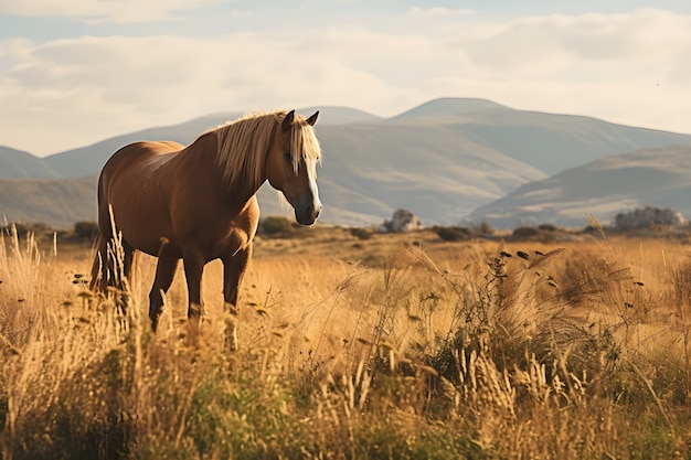 Foto grátis cavalo selvagem no pasto