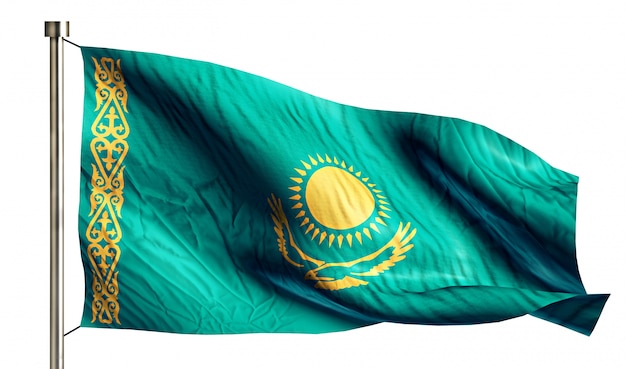 Cazaquistão Bandeira Nacional Isolado 3D Fundo Branco