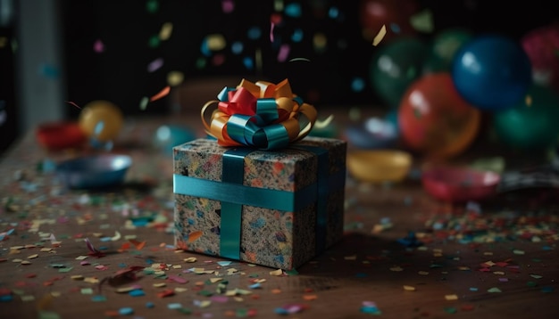 Celebração alegre com confetes brilhantes caindo gerados por IA