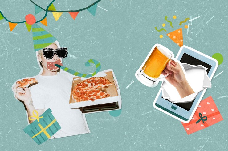 Foto grátis celebração de aniversário virtual em uma nova vida normal