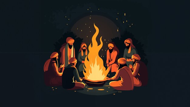 Celebração de Lohri na Índia