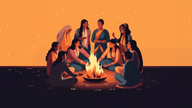 Celebração de Lohri na Índia