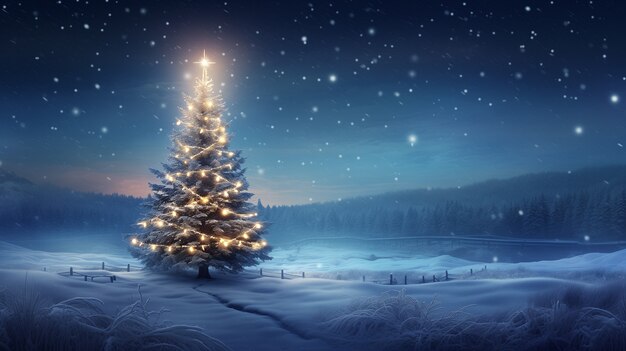 Celebração de Natal com árvore decorada
