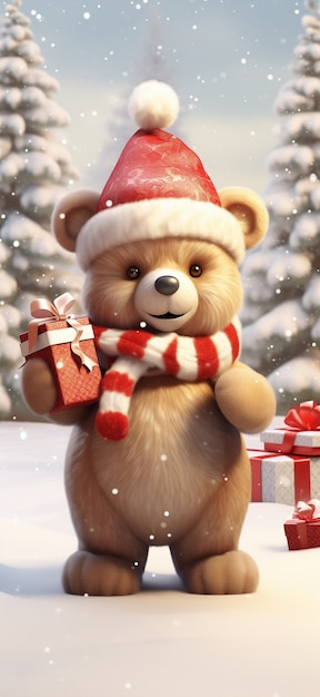 Celebração de Natal com urso