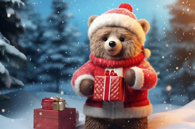 Celebração de Natal com urso