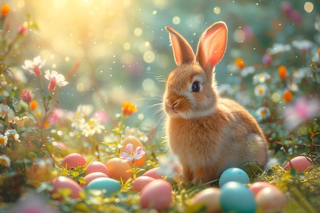 Celebração de Páscoa com o coelho de sonho.