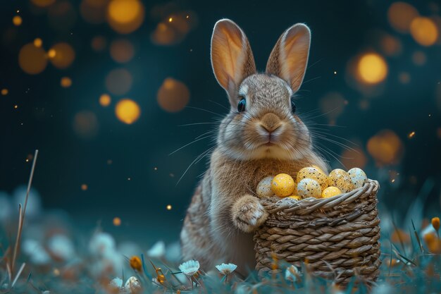 Celebração de Páscoa com o coelho de sonho.