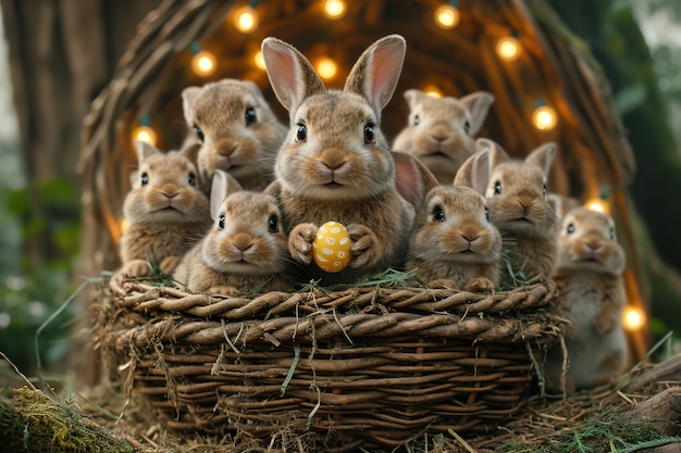 Foto grátis celebração de páscoa com o coelho de sonho.