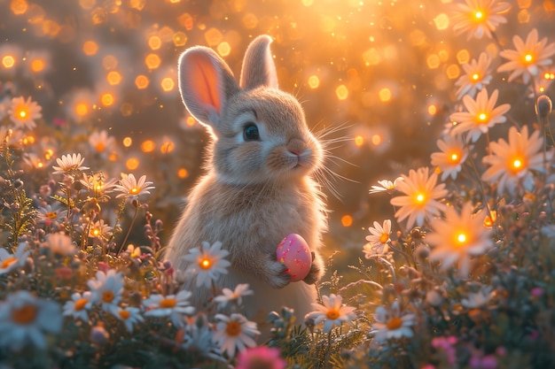 Celebração de Páscoa com o coelho de sonho.