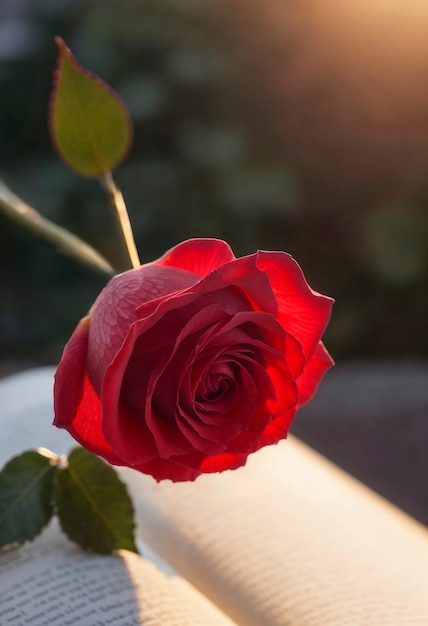 Foto grátis celebração de sant jordi com livro e rosa