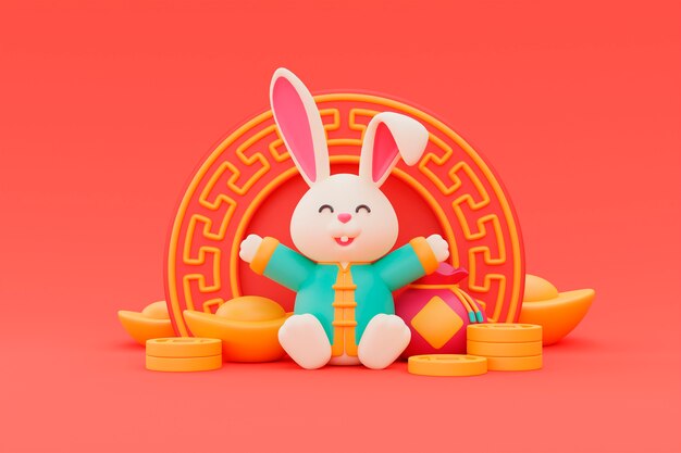 Celebração do ano novo chinês com coelho